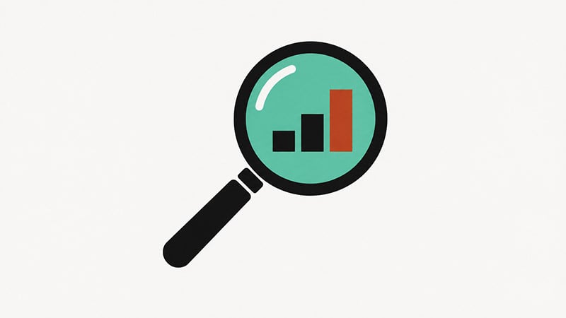 Illustration of a magnifying glass representing search and SEO